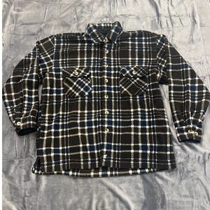 Juneau Fleece Shacket Mens Multicolor Plaid Button Front Relaxed Fit Side Slit